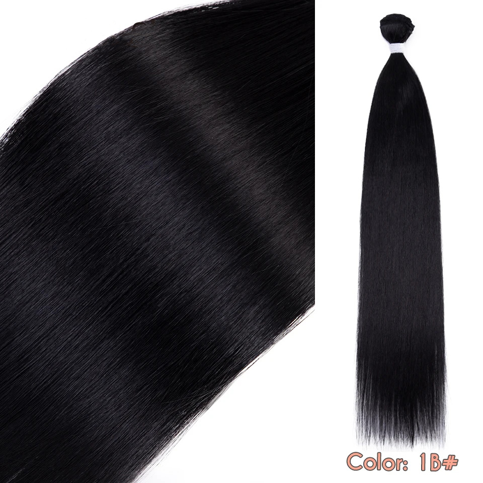 AliExpress Straight Hair Bundles Salon Natural Hair Extensions Fake Fibers Super Long Synthetic Yaki Straight Hair Weaving Full to End, view 6