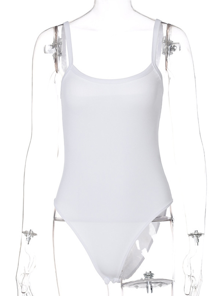 AliExpress Strap Solid Bodycon Sexy Body Casual Basic White Summer Bodysuit Women Tops Sleeveless Sheer Bodysuits Jumpsuit Slim, view 6