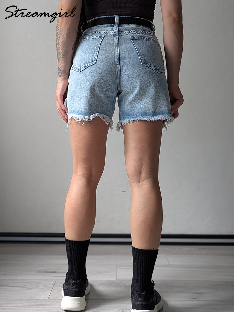 AliExpress Streamgirl Blue Women's Denim Shorts Summer High Waist Casual Chic Loose Jean Shorts For Women Summer 2026 Denim Short Femme, view 4