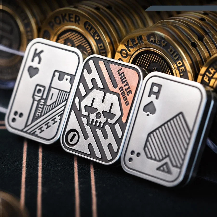 AliExpress Stress Relief Push Card Metal Fingertip EDC Poker A K King Gyro Toy for Office Adults Anti Anxiety Fidget Papa Coin