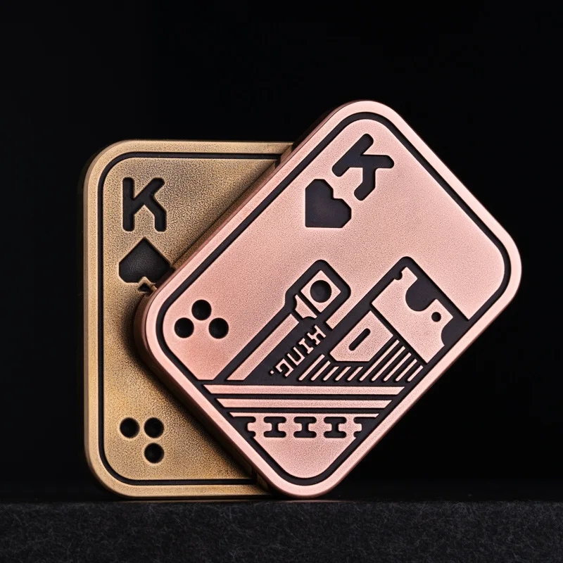 AliExpress Stress Relief Push Card Metal Fingertip EDC Poker A K King Gyro Toy for Office Adults Anti Anxiety Fidget Papa Coin, view 4