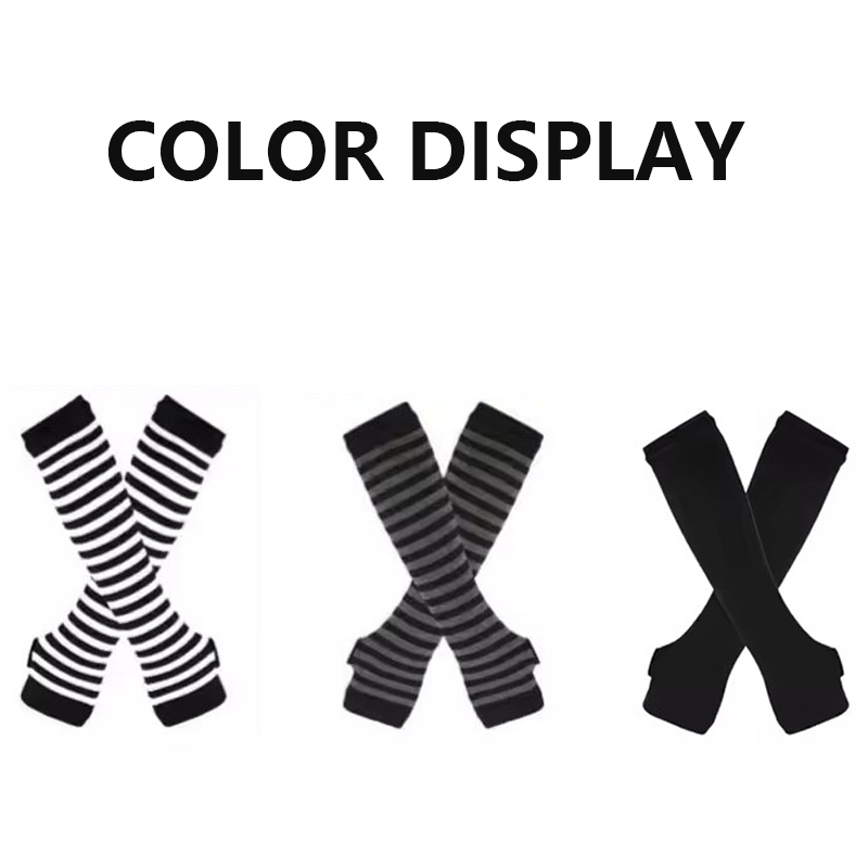 AliExpress Striped Cotton Fingerless Arm Warmer Gloves, view 5