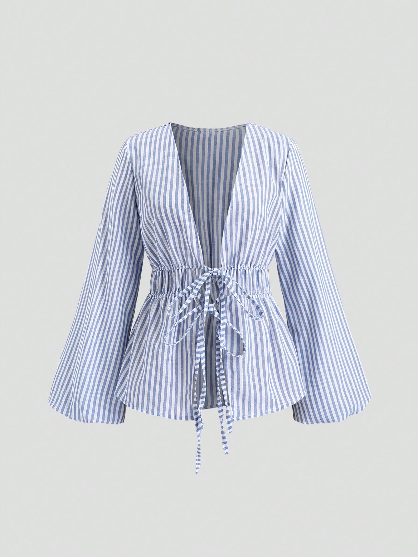 AliExpress Striped Tie Bow Puff Sleeve Shirt