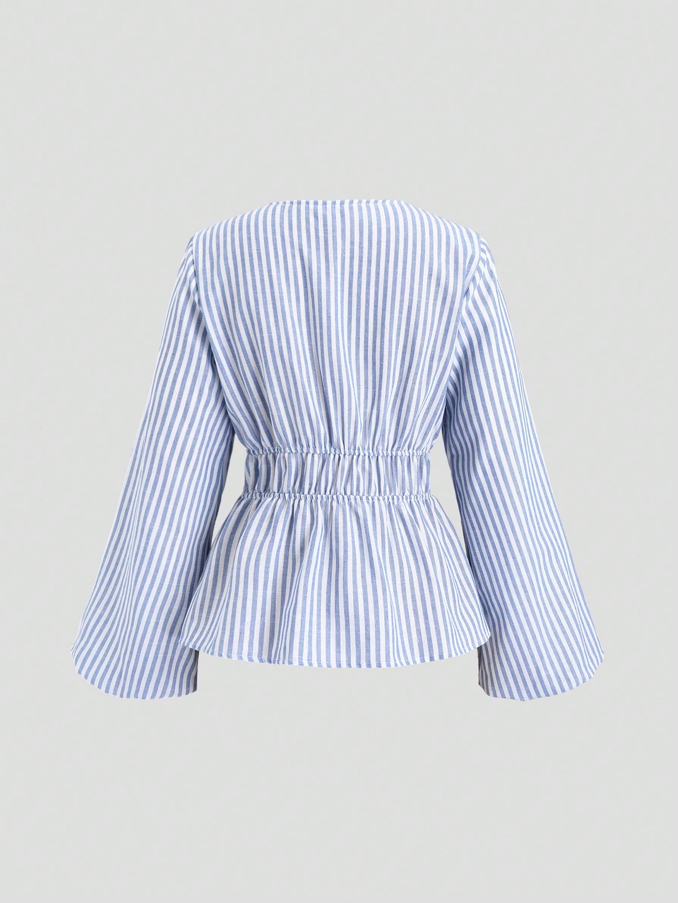 AliExpress Striped Tie Bow Puff Sleeve Shirt, view 2