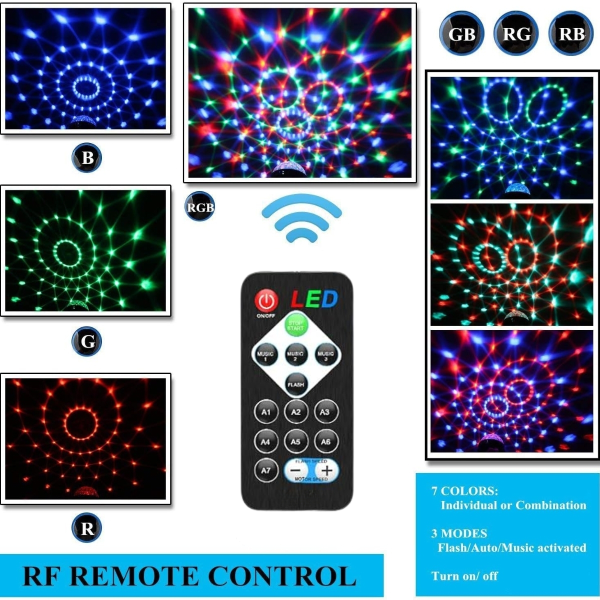 AliExpress Strobe And Remote Control Disco Ball Ambiance Lights. Holiday Family Gatherings, Birthdays, Weddings, Bars, Clubs, view 4