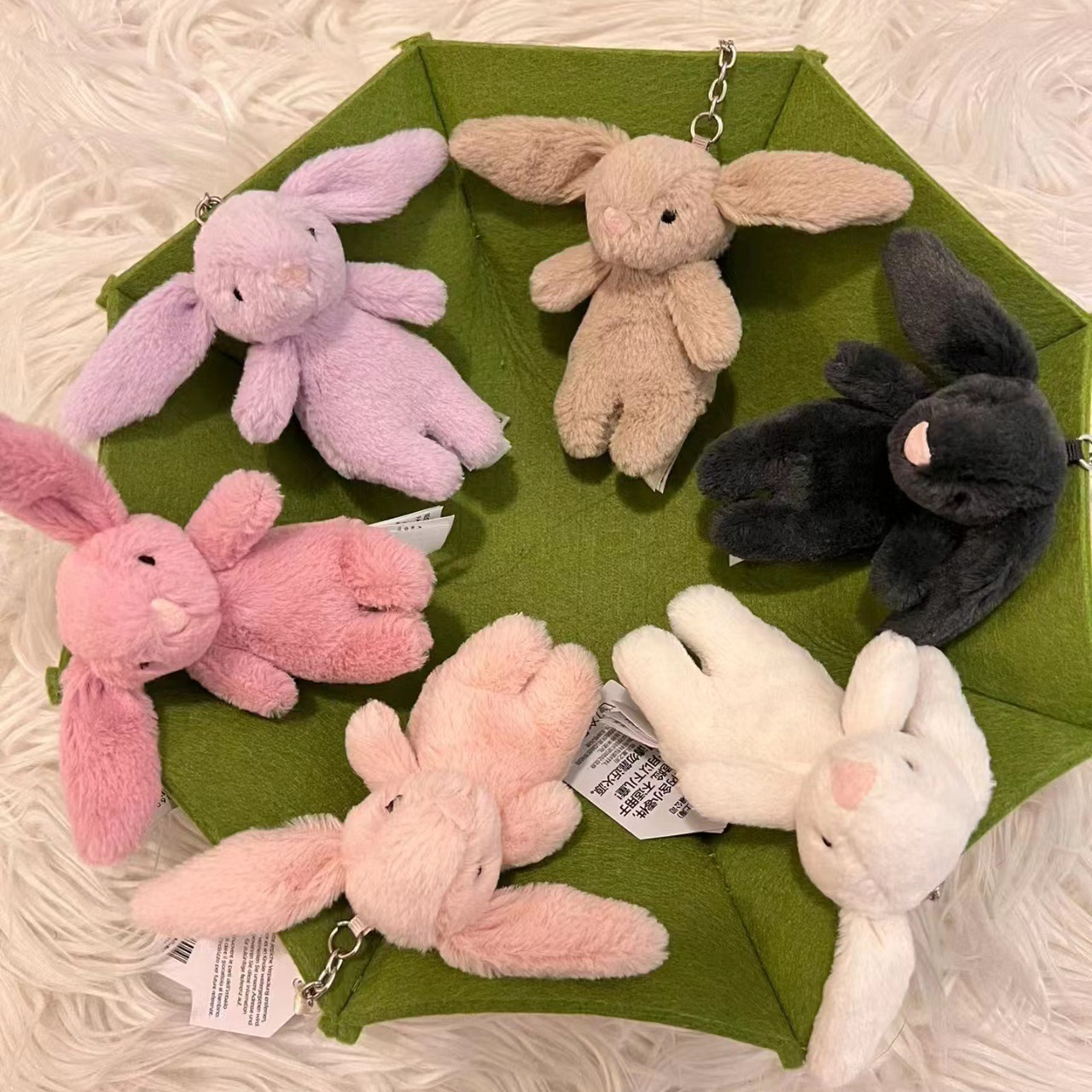 AliExpress Stuffed Animals Cute Cartoon Rabbit Keychain Love Pompom Trinket Toy Girl Bag Car Keychain Mobile Phone Pendant Jewelry Gift, view 2