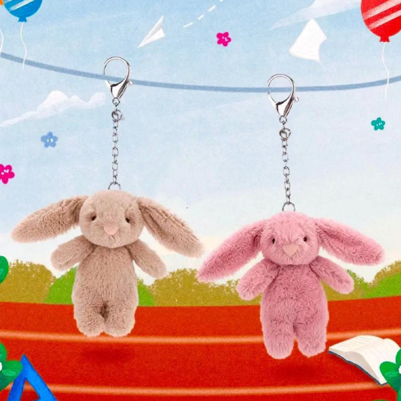 AliExpress Stuffed Animals Cute Cartoon Rabbit Keychain Love Pompom Trinket Toy Girl Bag Car Keychain Mobile Phone Pendant Jewelry Gift, view 3