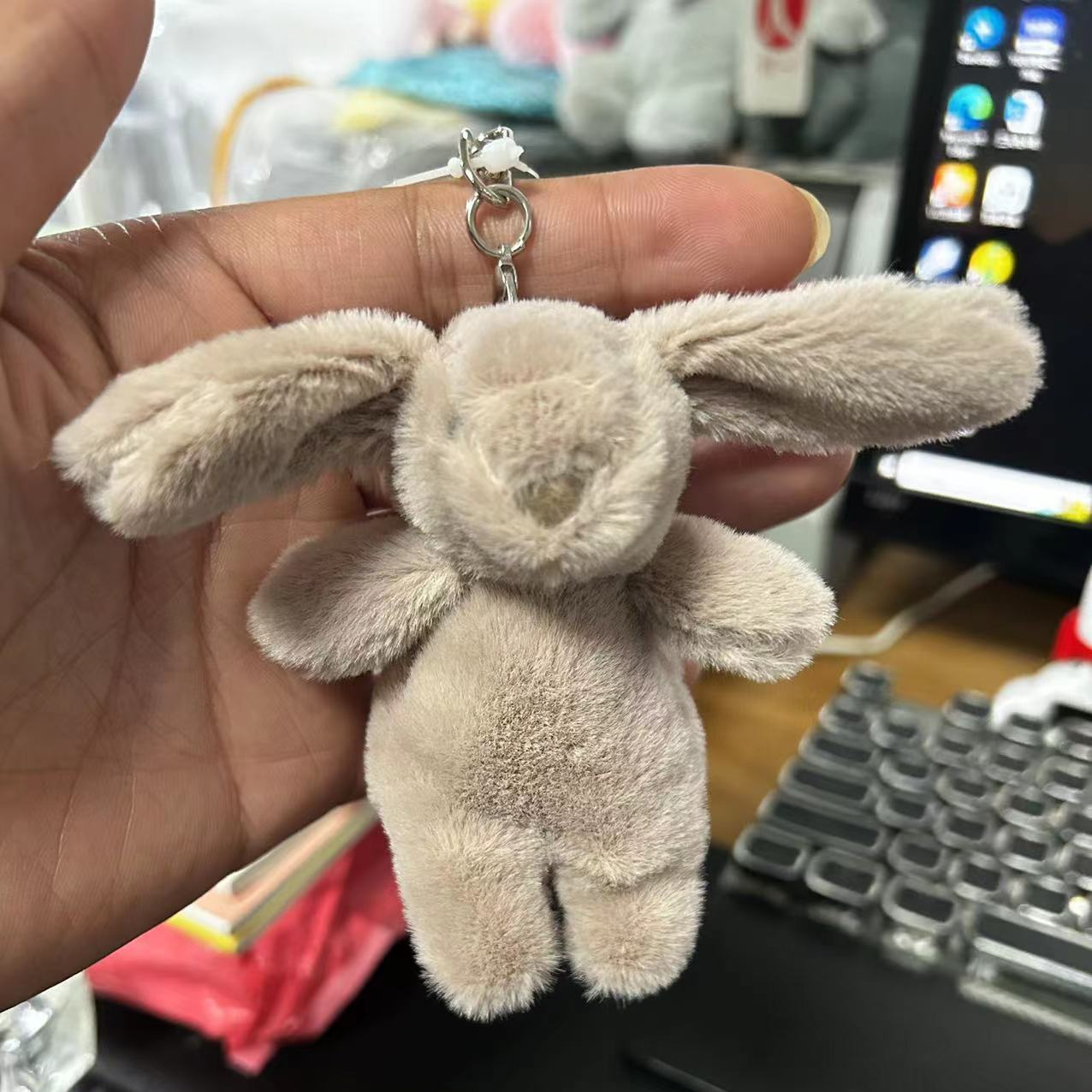 AliExpress Stuffed Animals Cute Cartoon Rabbit Keychain Love Pompom Trinket Toy Girl Bag Car Keychain Mobile Phone Pendant Jewelry Gift, view 4