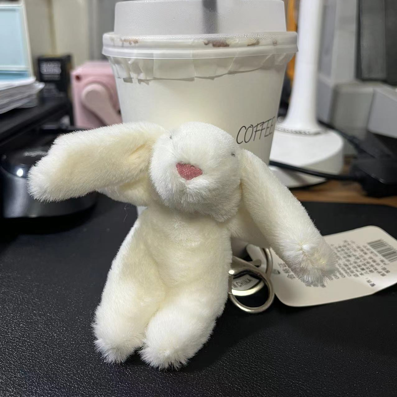 AliExpress Stuffed Animals Cute Cartoon Rabbit Keychain Love Pompom Trinket Toy Girl Bag Car Keychain Mobile Phone Pendant Jewelry Gift, view 5