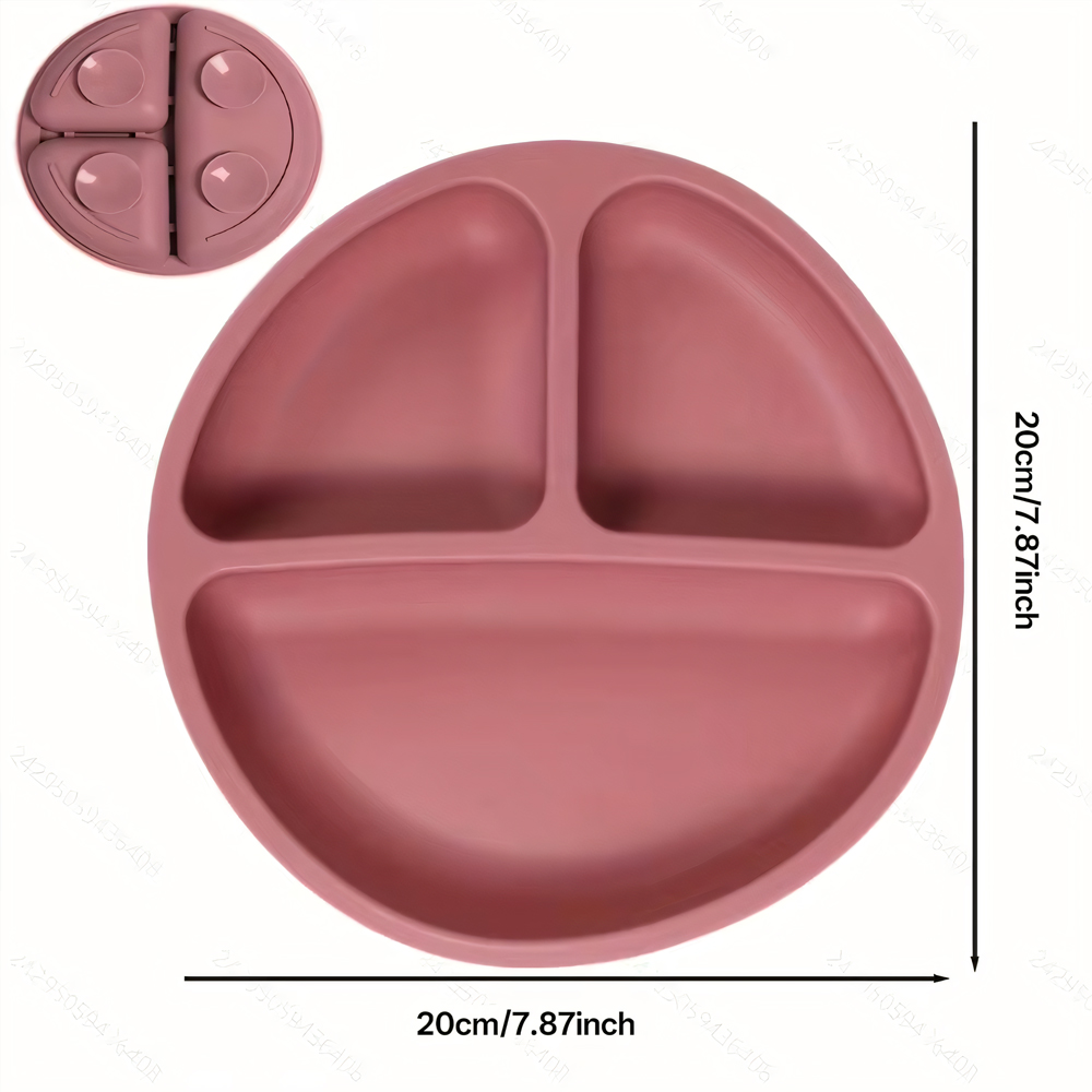 AliExpress Suction Plates For Babies, Silicone With Lid Divided Design Dinner Plate, view 2