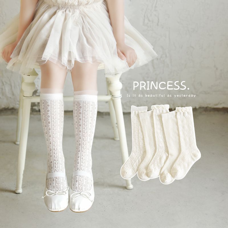 AliExpress Summer 3-12Y Kids Girls Mid-tube Socks Children Girl Knee High Thin Beige Lace Princess Socks Babys Girls Stockings Cotton Socks