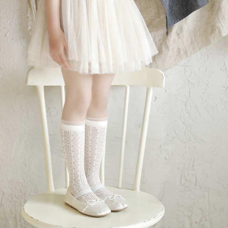 AliExpress Summer 3-12Y Kids Girls Mid-tube Socks Children Girl Knee High Thin Beige Lace Princess Socks Babys Girls Stockings Cotton Socks, view 2