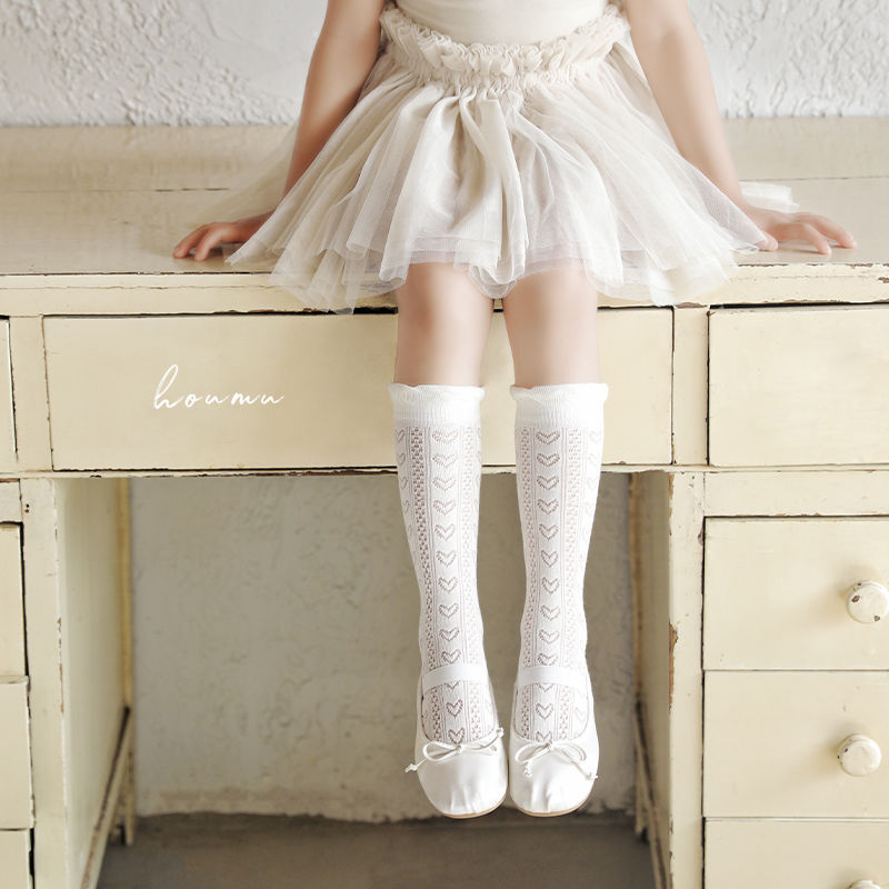AliExpress Summer 3-12Y Kids Girls Mid-tube Socks Children Girl Knee High Thin Beige Lace Princess Socks Babys Girls Stockings Cotton Socks, view 3