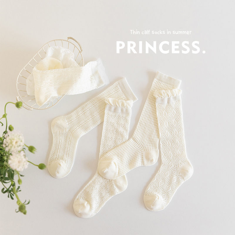 AliExpress Summer 3-12Y Kids Girls Mid-tube Socks Children Girl Knee High Thin Beige Lace Princess Socks Babys Girls Stockings Cotton Socks, view 4