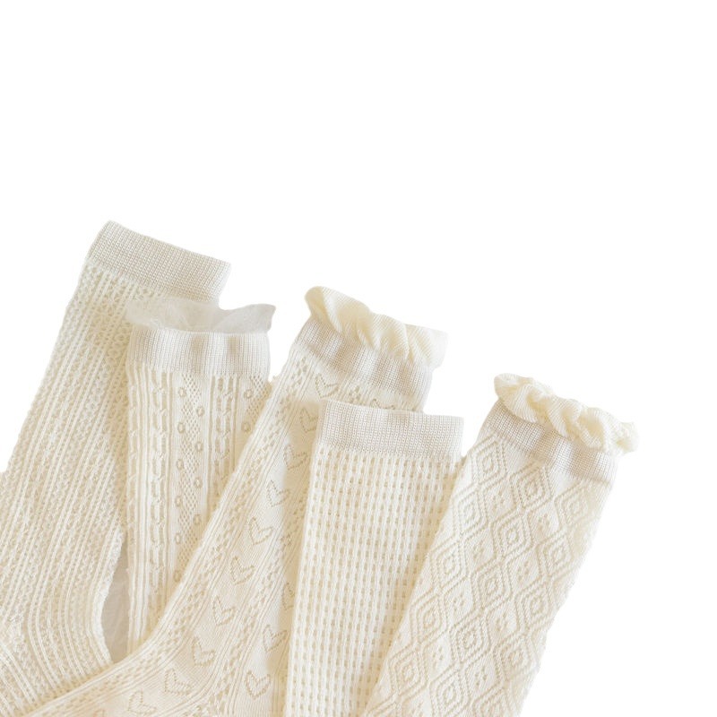 AliExpress Summer 3-12Y Kids Girls Mid-tube Socks Children Girl Knee High Thin Beige Lace Princess Socks Babys Girls Stockings Cotton Socks, view 5