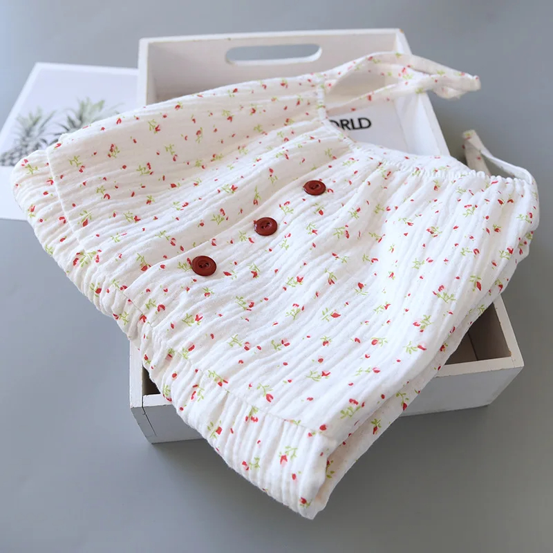AliExpress Summer Cotton Dresses Women 100% Crepe Nightgowns Ladies Gauze Comfortable Nightdress Suspenders Sleepwear For Women Home Wear, view 4