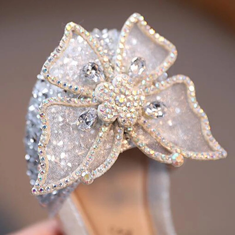 AliExpress Summer Girls Sandals Fashion Sequins Rhinestone Bow Girls Princess Shoes Baby Girl Shoes Flat Heel Sandals Size 21-35, view 6