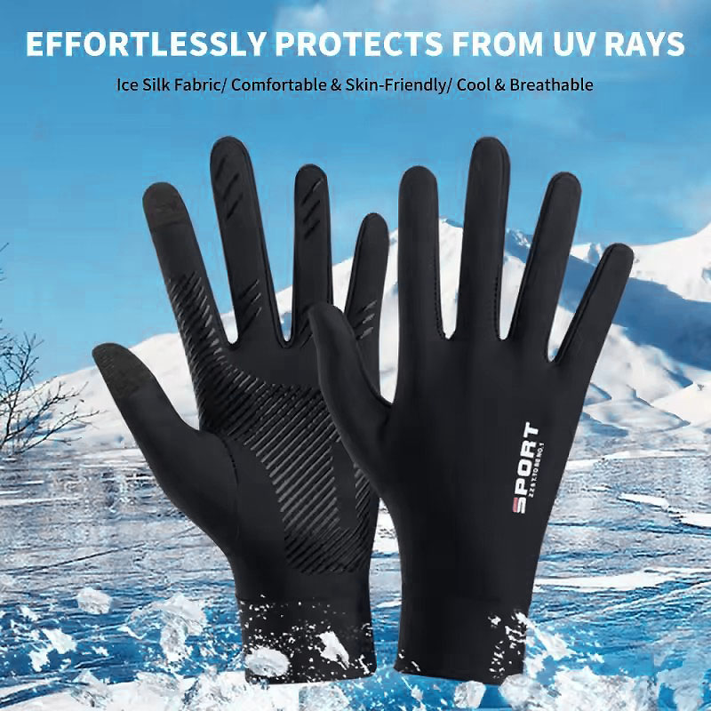 AliExpress Summer Ice Silk Touchscreen Anti Slip Gloves Outdoor Fishing Waterproof Sunscreen Gloves Bicycle Gloves, view 2