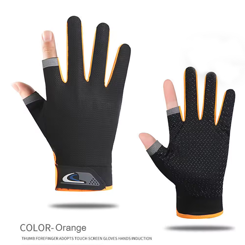 AliExpress Summer Men Fishing Gloves Women Two Finger Cut Male Touchscreen Angling Anti-Slip Sun-Proof Breathable Cycling Fitness Gloves, view 2