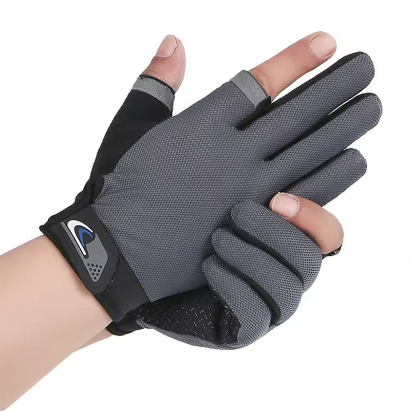 AliExpress Summer Men Fishing Gloves Women Two Finger Cut Male Touchscreen Angling Anti-Slip Sun-Proof Breathable Cycling Fitness Gloves, view 3