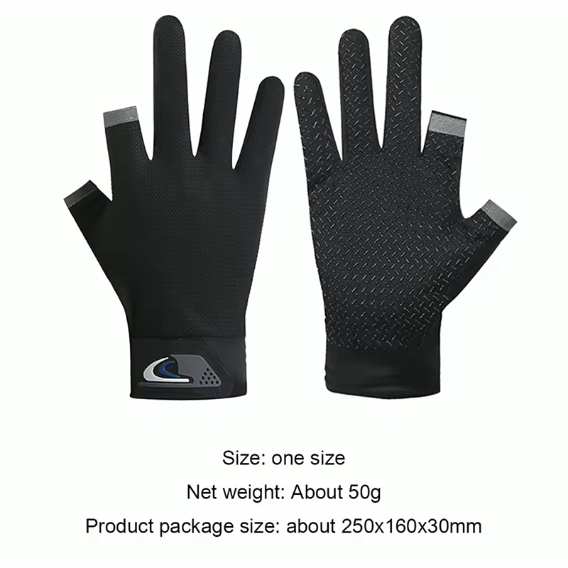 AliExpress Summer Men Fishing Gloves Women Two Finger Cut Male Touchscreen Angling Anti-Slip Sun-Proof Breathable Cycling Fitness Gloves, view 6