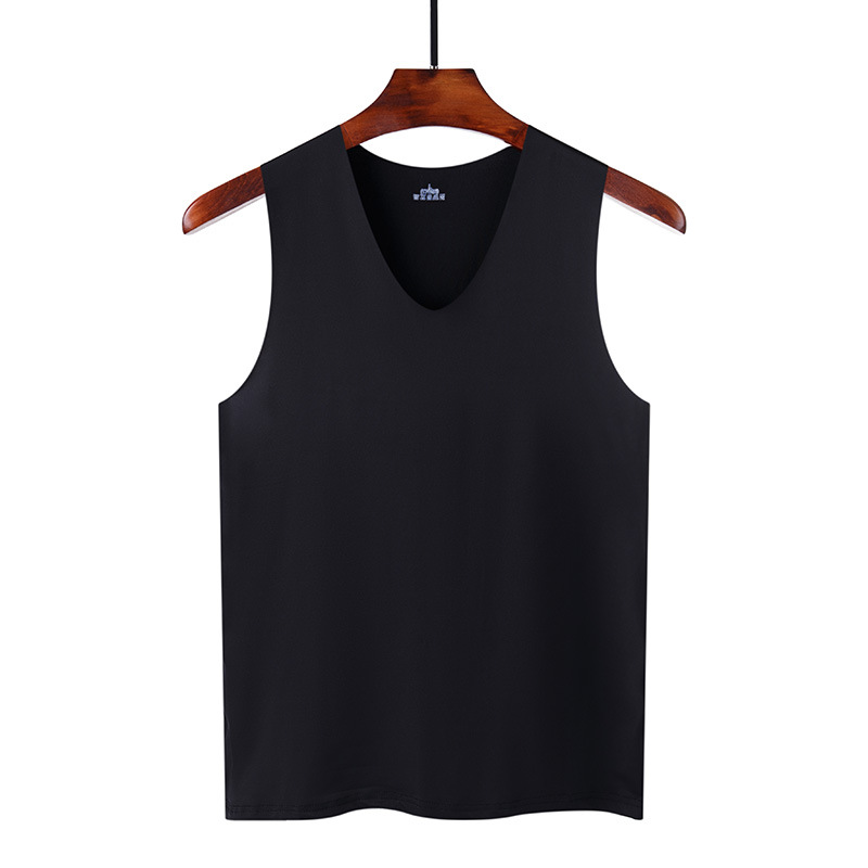 AliExpress Summer Men's Non-Marking Ice Silk Undershirt Men's Slim Sports Fitness Cross-Body Bottoming Sleeveless Breathable Home Wear, view 2