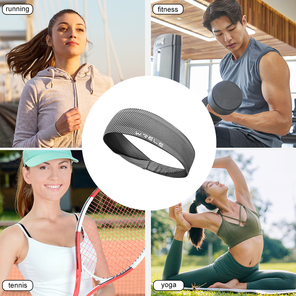 AliExpress Summer Sport Headband Breathable Fitness Sweatband Non Slip Elastic Tennis Headband Sweat Wicking Lightweight Running Hairband, view 6