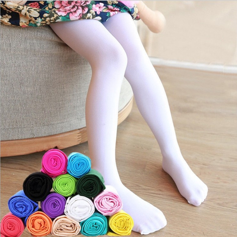 AliExpress Summer Spring Candy Color Kids Pantyhose Ballet Dance Tights for Girls Stocking Children Velvet Solid White Pantyhose