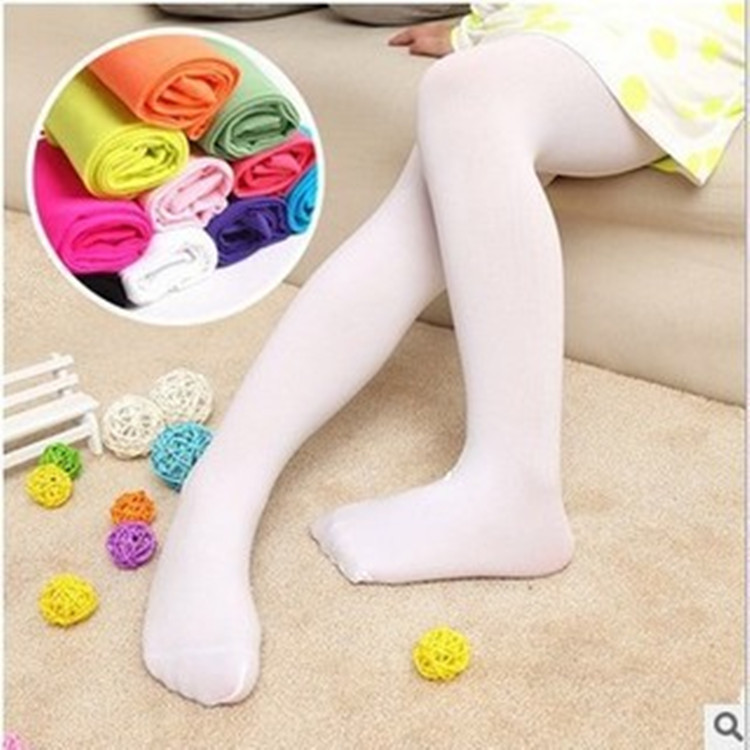 AliExpress Summer Spring Candy Color Kids Pantyhose Ballet Dance Tights for Girls Stocking Children Velvet Solid White Pantyhose, view 3