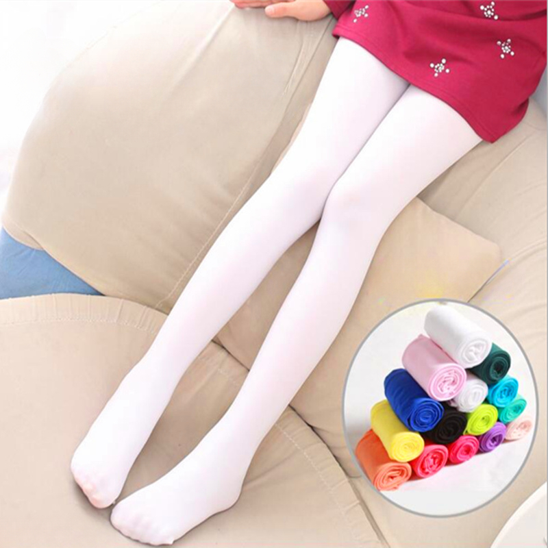 AliExpress Summer Spring Candy Color Kids Pantyhose Ballet Dance Tights for Girls Stocking Children Velvet Solid White Pantyhose, view 2
