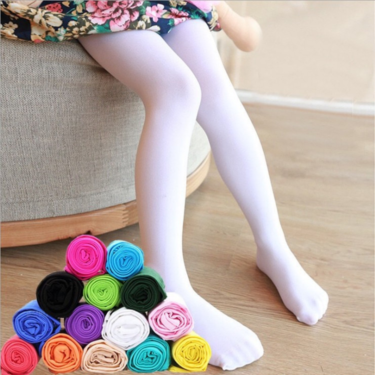AliExpress Summer Spring Candy Color Kids Pantyhose Ballet Dance Tights for Girls Stocking Children Velvet Solid White Pantyhose, view 4