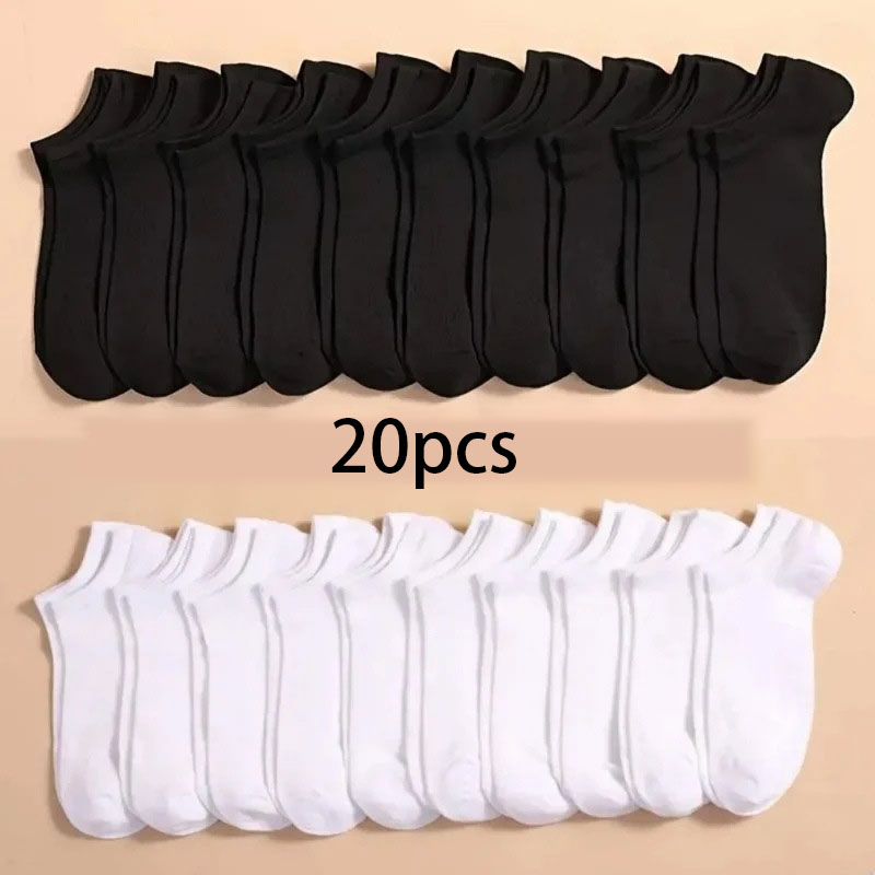 AliExpress Summer Spring Unisex Solid Color Ankle Socks 10/20/40 Pairs Soft Lightweight No Show Sports Socks for Men Women Bulk Value Pack, view 2