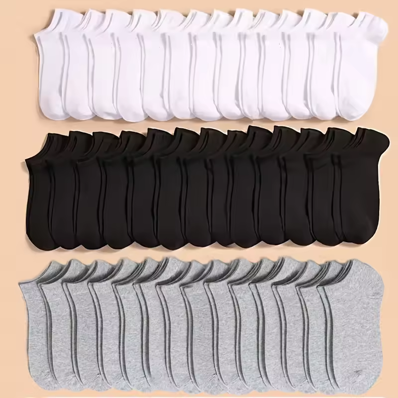 AliExpress Summer Spring Unisex Solid Color Ankle Socks 10/20/40 Pairs Soft Lightweight No Show Sports Socks for Men Women Bulk Value Pack, view 6