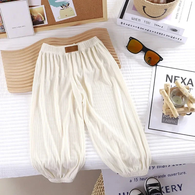 AliExpress Summer Thin Breathable Prevent Mosquito Candy Color Kids Boys Girls Baby Pants, view 4