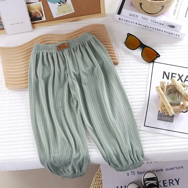 AliExpress Summer Thin Breathable Prevent Mosquito Candy Color Kids Boys Girls Baby Pants, view 5