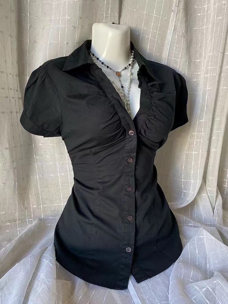 AliExpress Summer Vintage Aesthetic Women Y2K Slim Clothing Fashion Shirts Harajuku Short Sleeve Tops Female Hot Classic Casual Tees New, view 3