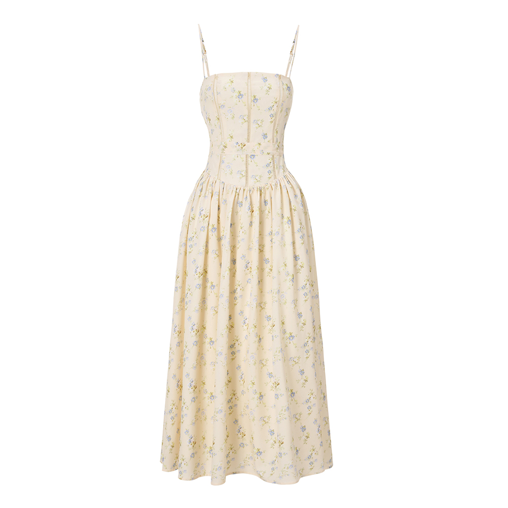 AliExpress Suninbox Summer Floral Print Spaghetti Strap Maxi Dress Women Elegant Vintage Holiday Party Beach Wear Dress, view 6