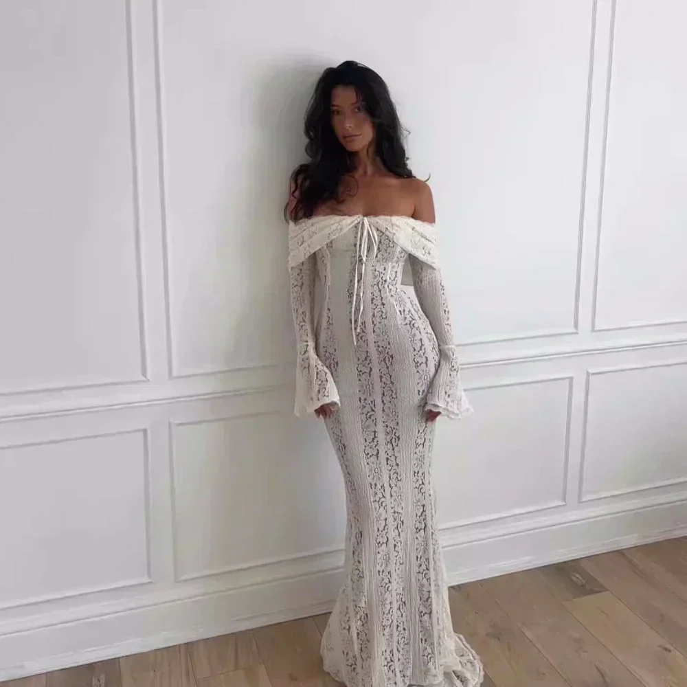 AliExpress Suninheart White Evening Dresses for Events Red Long Sleeve Lace Elegant Party Dresses 2025 Women Luxury Wedding Prom Dress Gown, view 2