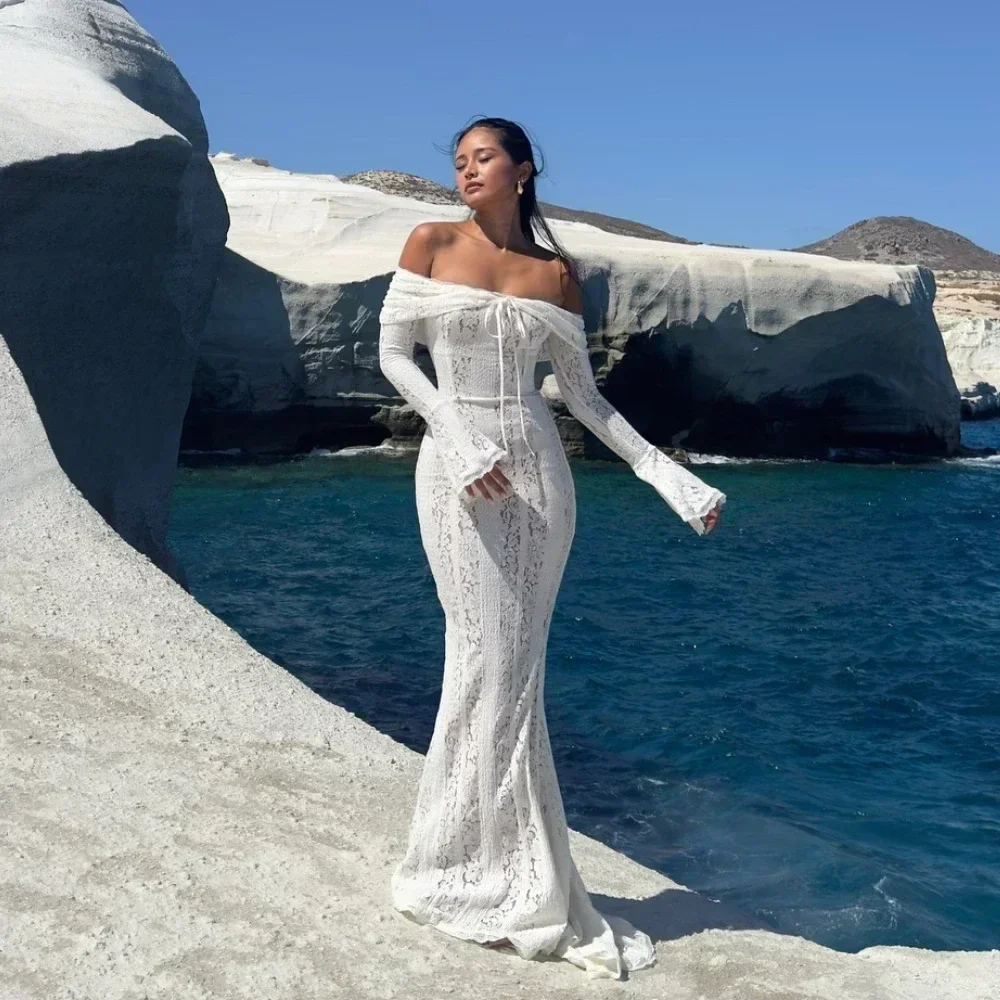 AliExpress Suninheart White Evening Dresses for Events Red Long Sleeve Lace Elegant Party Dresses 2025 Women Luxury Wedding Prom Dress Gown, view 3