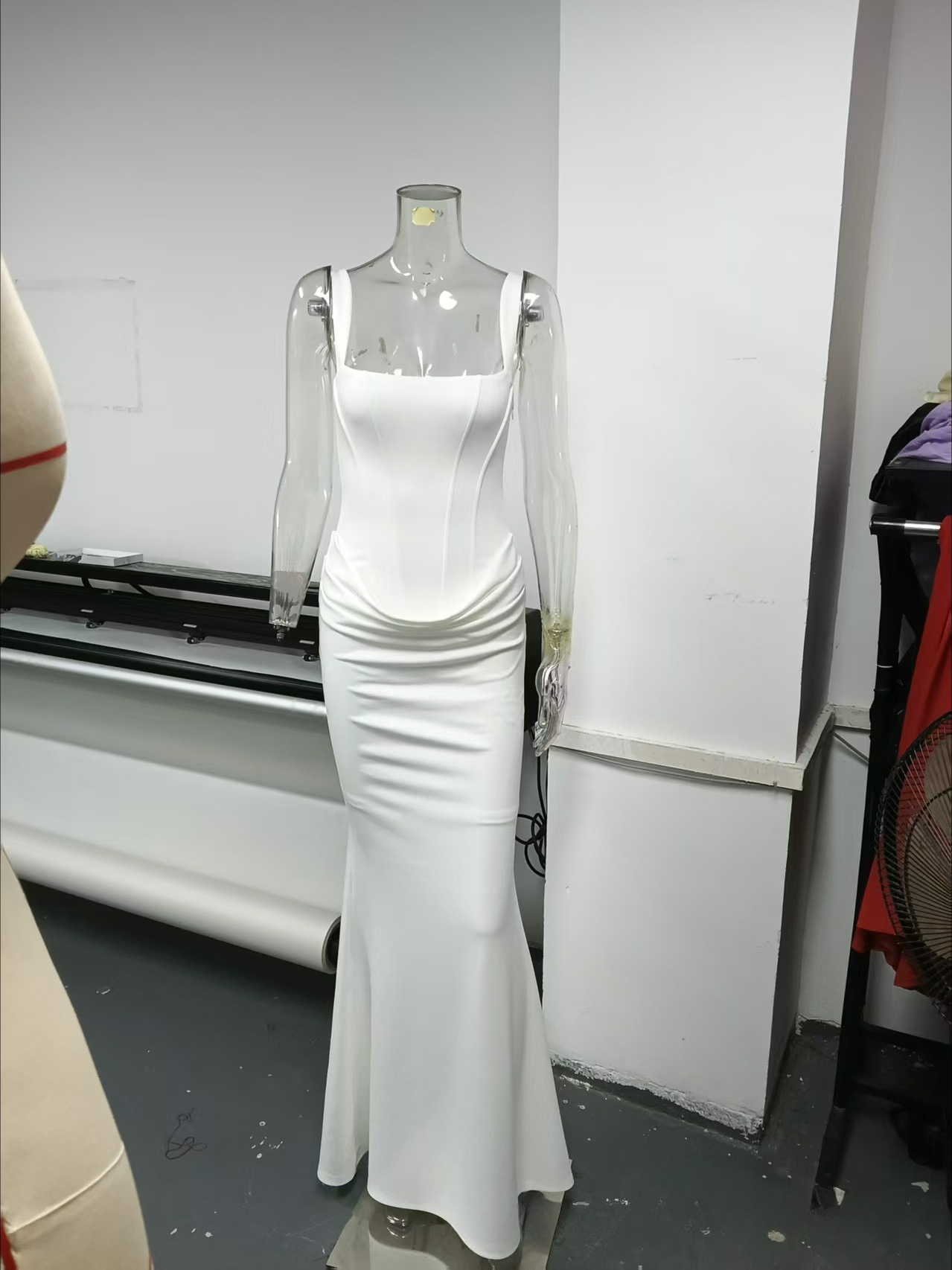 AliExpress Suninheart White Women's Maxi Dress Elegat Lace Up Dress Slim Formal Wedding Guest Party Dress, view 5