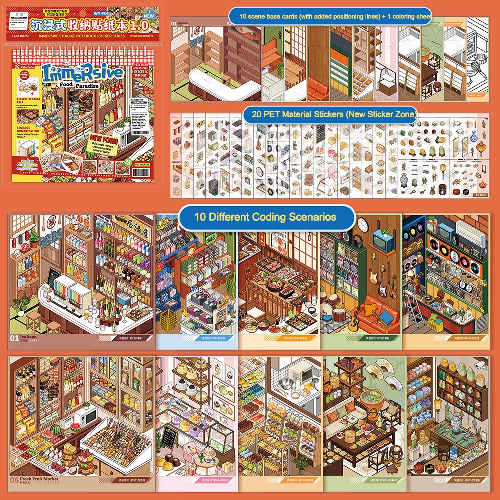 AliExpress Supermarket 3D Miniature Sticker Book Gourmet Paradise Exquisite Illustrations Immersive Storage Sticker Book 3D Miniature, view 2