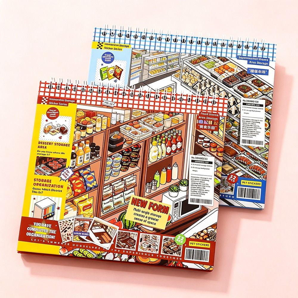AliExpress Supermarket 3D Miniature Sticker Book Gourmet Paradise Exquisite Illustrations Immersive Storage Sticker Book 3D Miniature, view 3