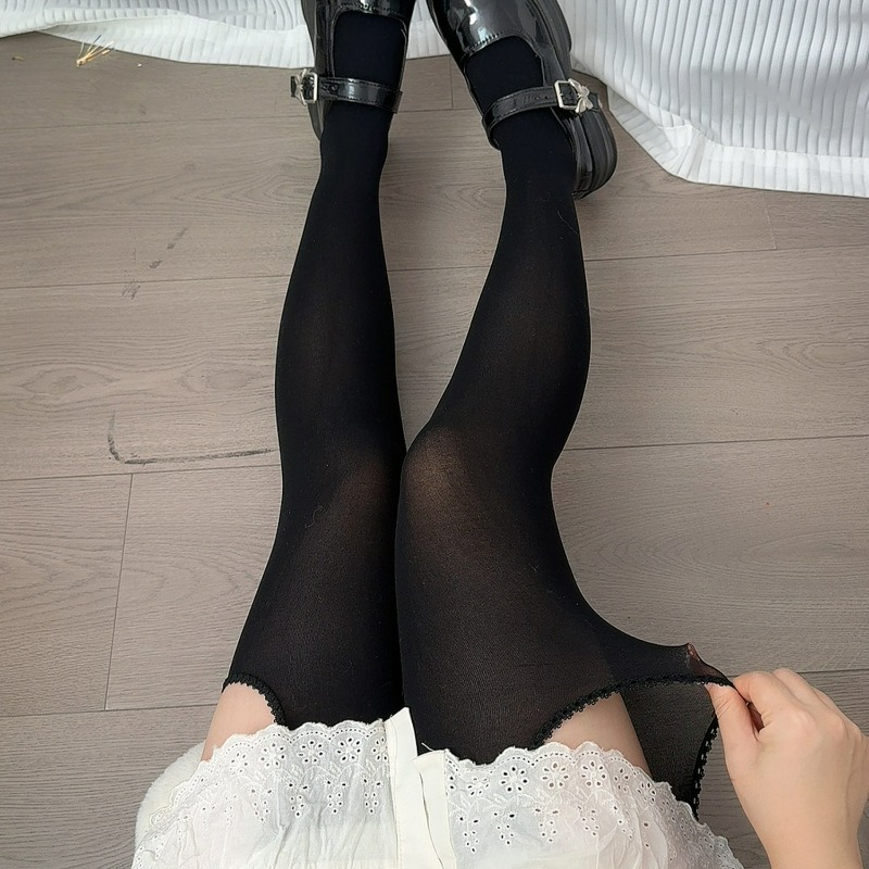 AliExpress Suspender Black Tights Stockings Womens JK Lolita Y2K Punk High Waist Thigh Suspender Stockings Pantyhose Breathable Long Socks, view 5