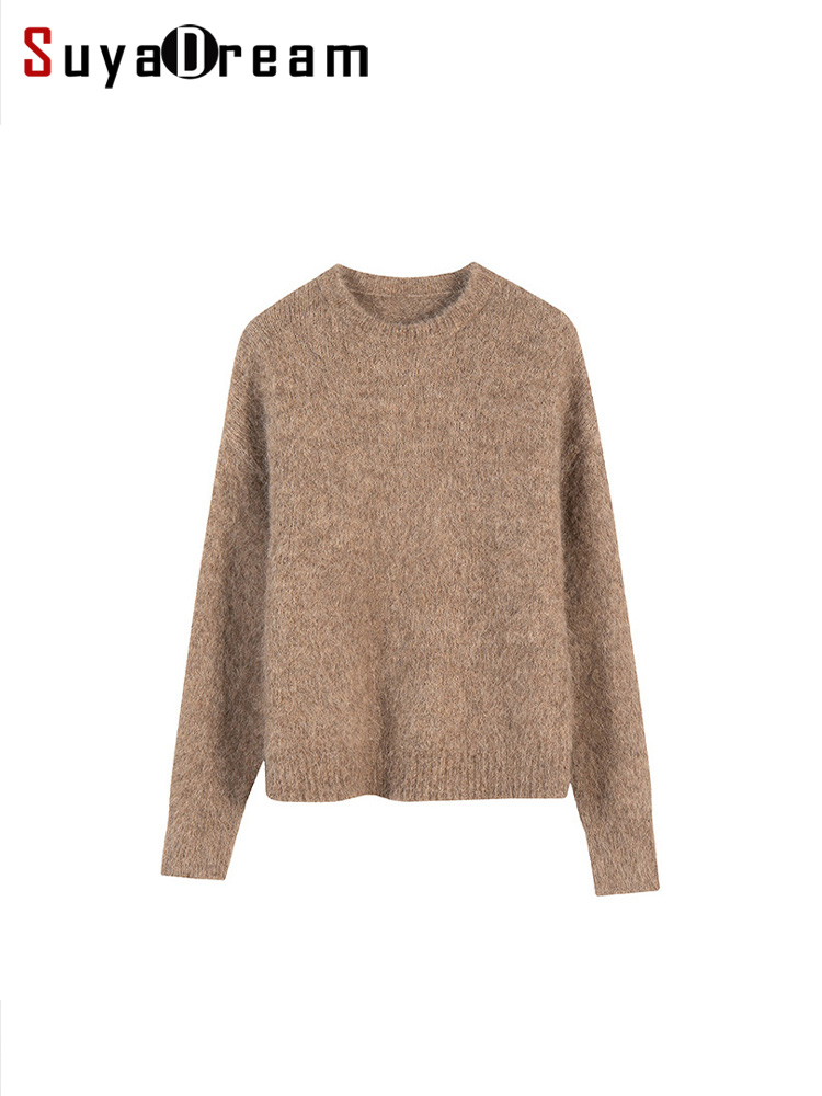 AliExpress SuyaDream Warm Alpaca Pullovers for Woman, Dropped Sleeved Loose Sweaters, Brushed Wool Knit Sweater, 2026 Fall Winter Top