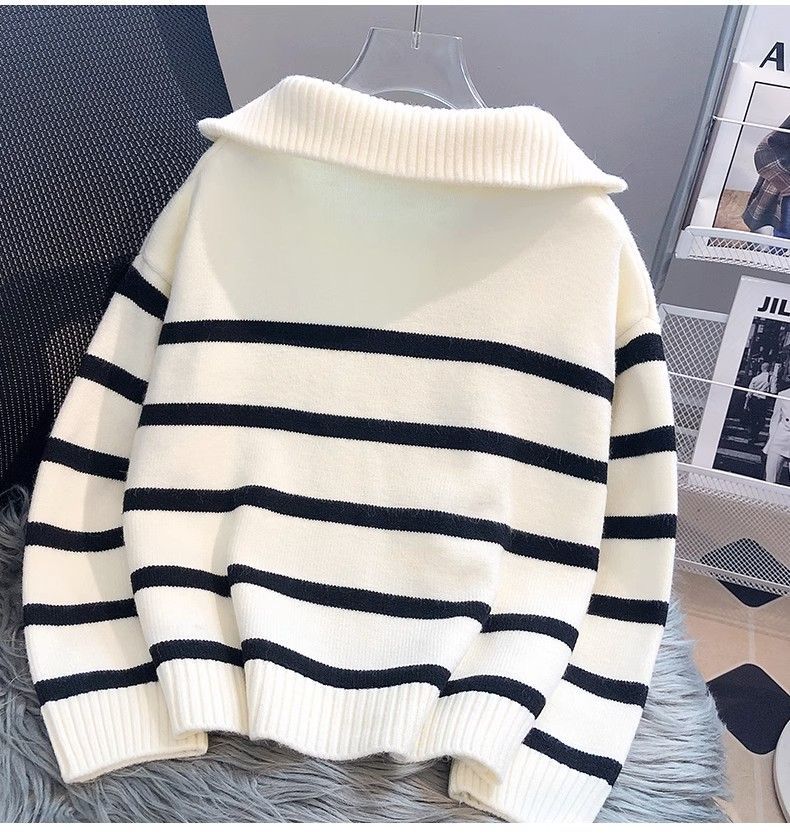 AliExpress Sweater pullover women Spring and Autumn underwear New zipper stripe underlay short style popular premium sweater female, view 5