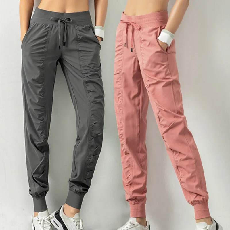 AliExpress Sweatpants Fabric Drawstring Running Sport Joggers Women Quick Dry Athletic Gym Fitness with Two Side Pockets Exercise Pants