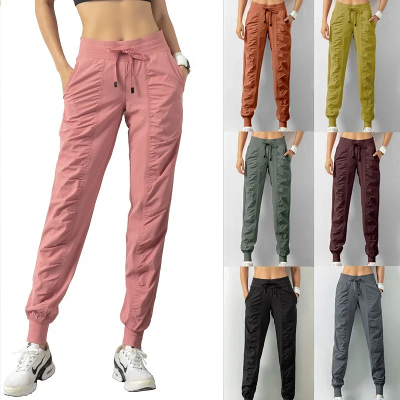 AliExpress Sweatpants Fabric Drawstring Running Sport Joggers Women Quick Dry Athletic Gym Fitness with Two Side Pockets Exercise Pants, view 2