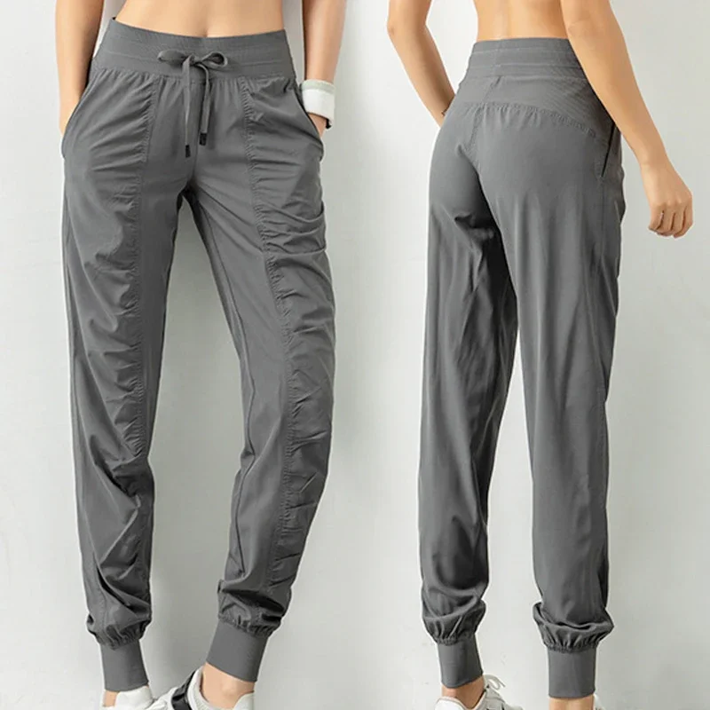 AliExpress Sweatpants Fabric Drawstring Running Sport Joggers Women Quick Dry Athletic Gym Fitness with Two Side Pockets Exercise Pants, view 3