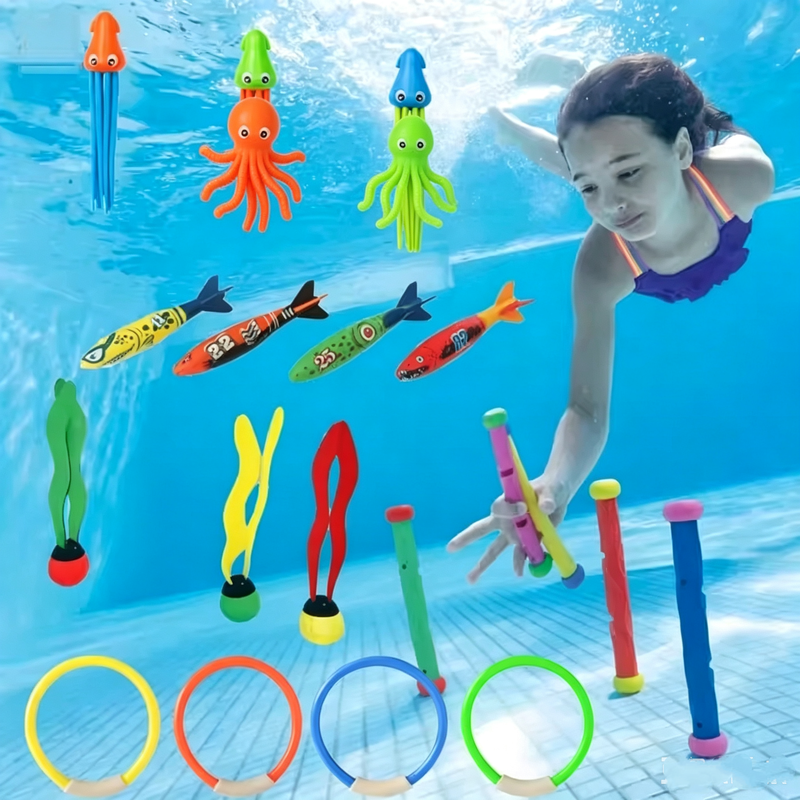 AliExpress Swimming Diving Toys Children's Fish Dolphin Buoy Pool Treasure Hunt Diving Water Diamond Kids Water Game Toys Set Reusable Gift
