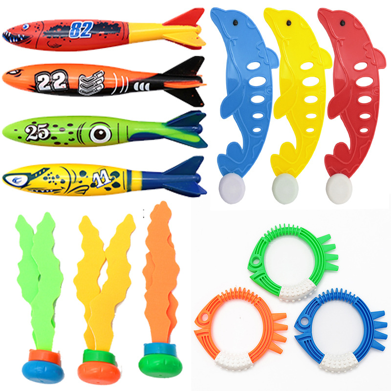 AliExpress Swimming Diving Toys Children's Fish Dolphin Buoy Pool Treasure Hunt Diving Water Diamond Kids Water Game Toys Set Reusable Gift, view 2